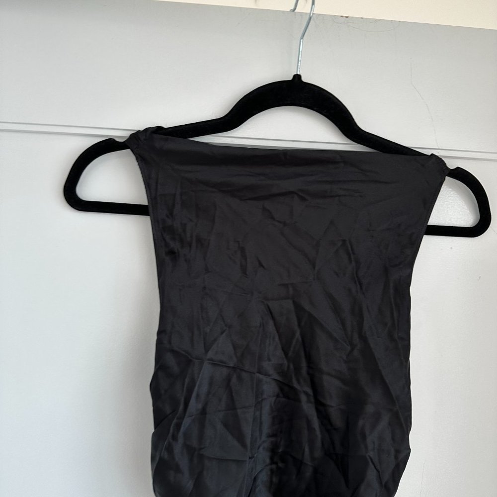 NWT Reformation Casette Midi Silk Dress Sz 2 Black Cowl Neck Cut-out Open Back - Picture 6 of 10